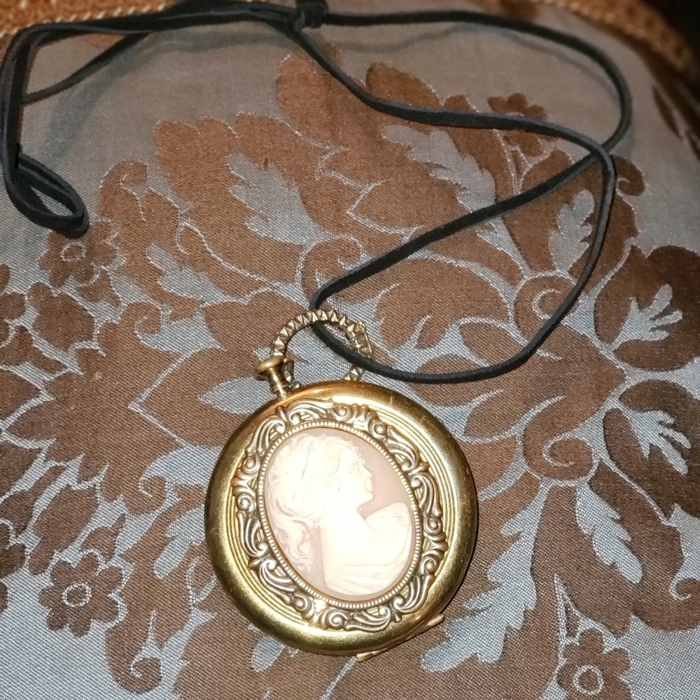 Vintage repurposed 2 sided compact Necklace